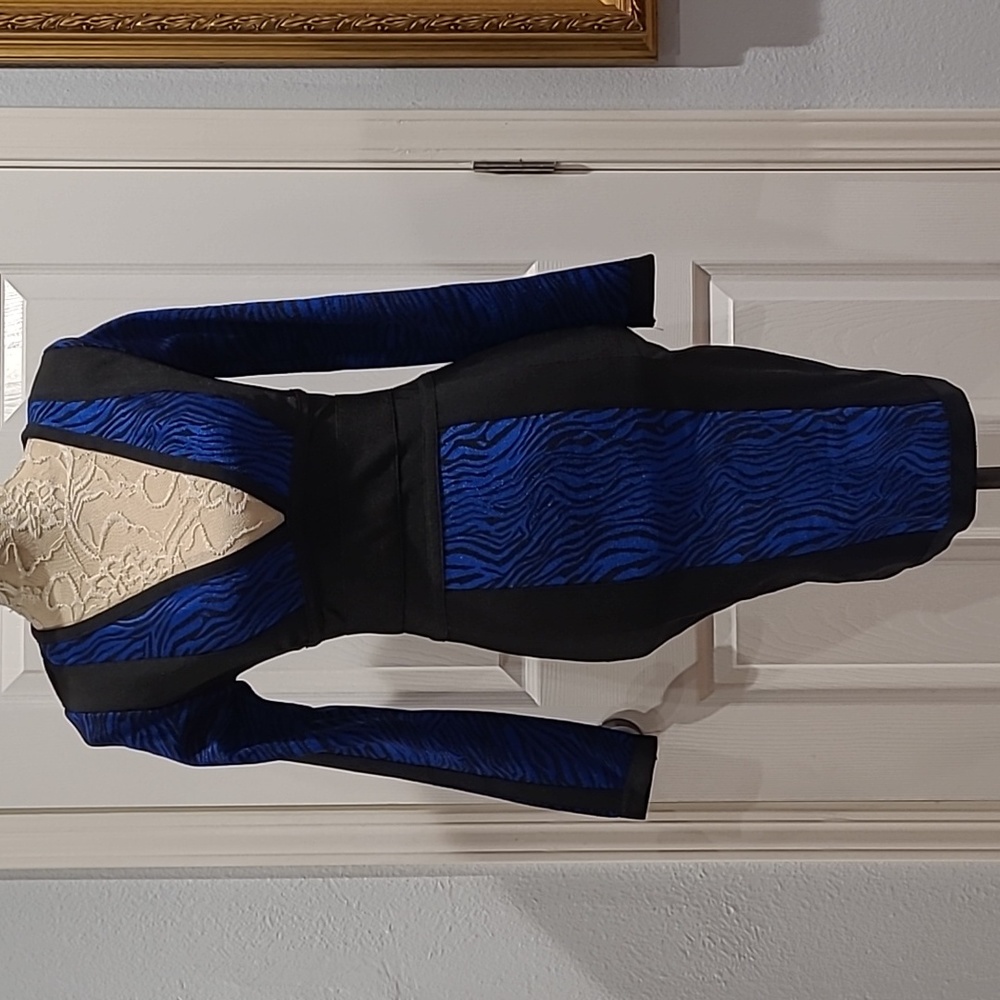 WOW Couture Black and Blue Long Sleeved Bodycon Dress Size Small